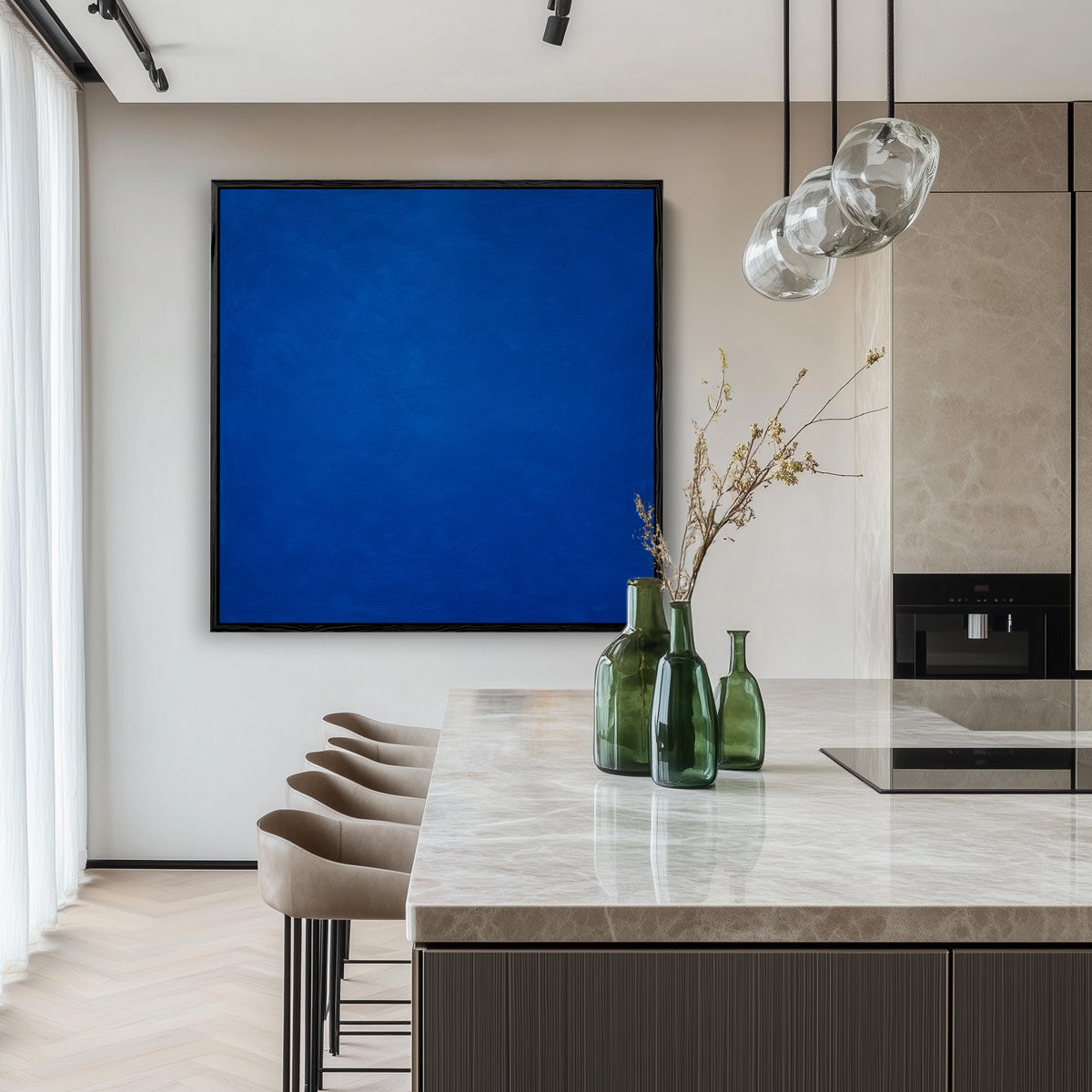 Diep Ultramarijn Blauw Monochroom Minimalistisch Schilderij