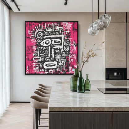 Graphic Face Pink Graffiti Street Art Expressive Painting