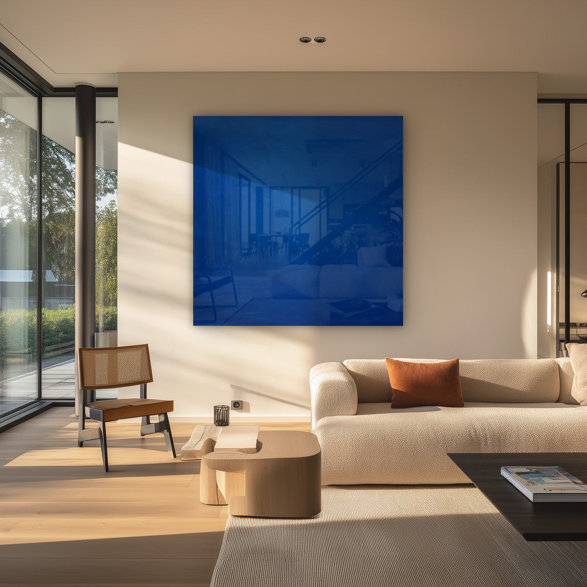 Diep Ultramarijn Blauw Monochroom Minimalistisch Schilderij