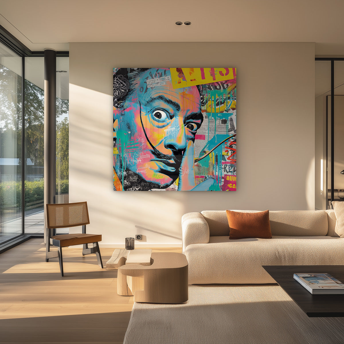 Kolorowy portret mężczyzny z wąsami Pop Art Graffiti kolaż na płótnie