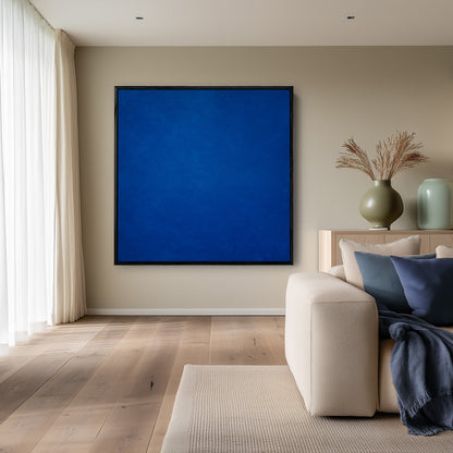 Diep Ultramarijn Blauw Monochroom Minimalistisch Schilderij