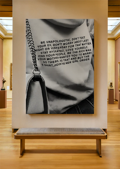 Black and White Jumper with Motivational Text Fashion Graphic Painting