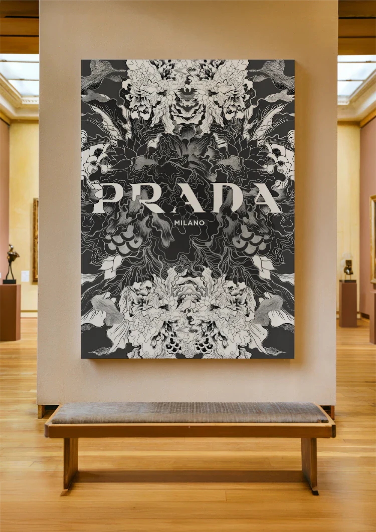 Black and White Floral Ornament Luxury Mockup Decorative Painting