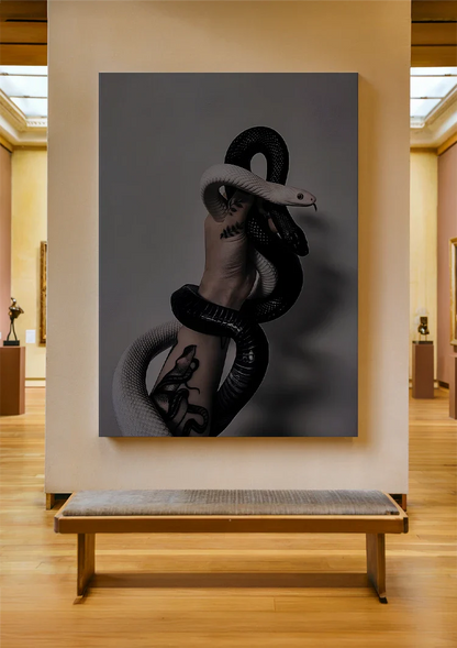Schwarze Schlange Um Den Arm Tattoo Dunkles Dramatisches Gemälde