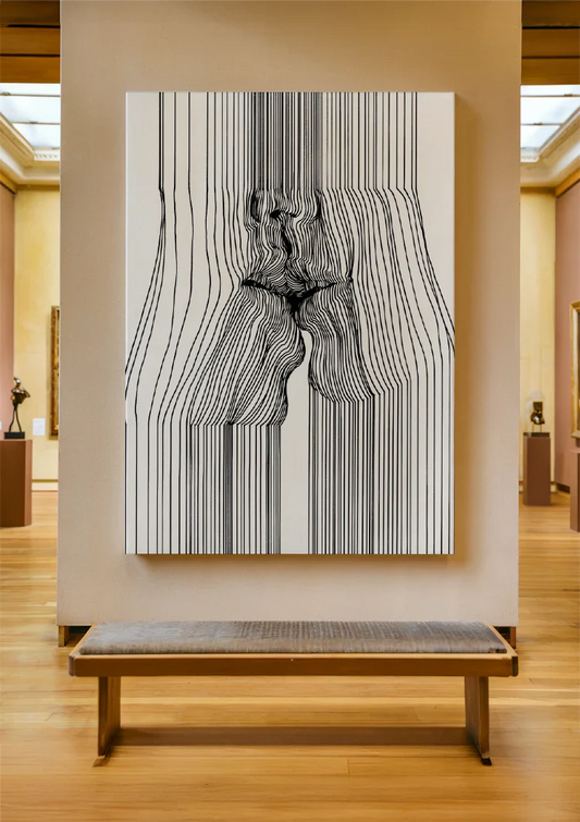 Lichaam van fijne lijnen canvas schilderij aan de muur in de hal
