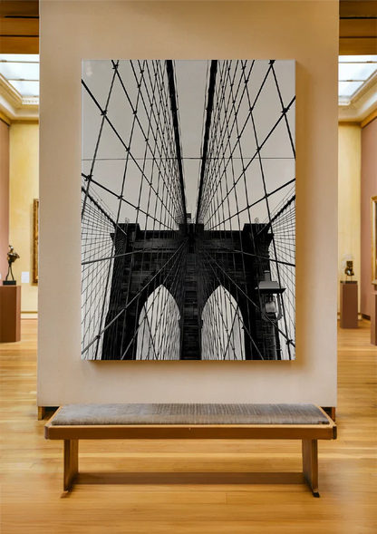 Brooklyn Bridge Kabel Brücke Turm Schwarz Weiß Fotografie Gemälde