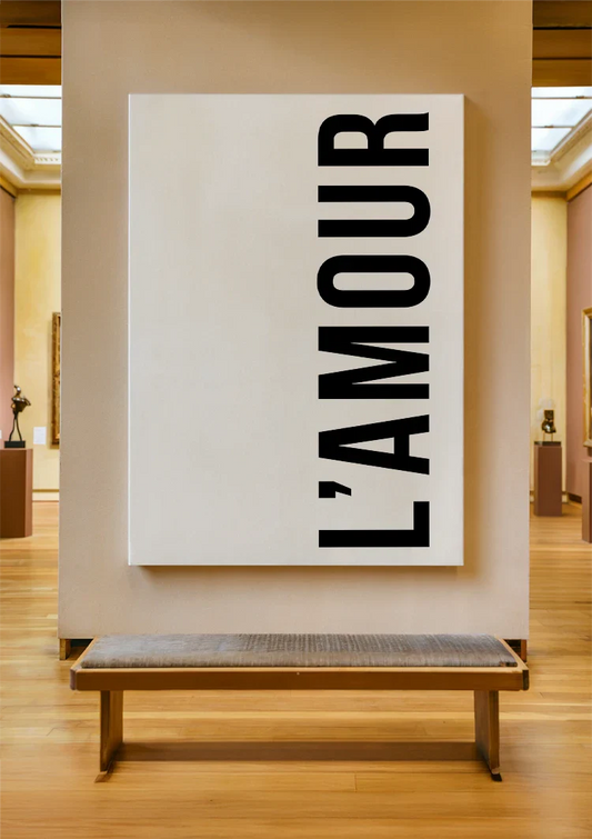 L'amour typografie canvas schilderij aan de muur in de hal