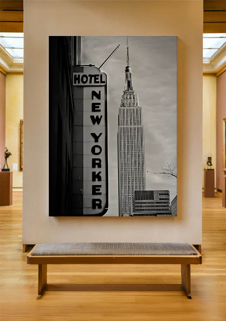 Empire State Building Hotel New Yorker New York Schwarz-Weiß-Fotografie Gemälde