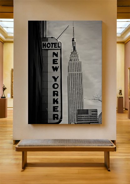 Empire State Building Hotel New Yorker New York Schwarz-Weiß-Fotografie Gemälde
