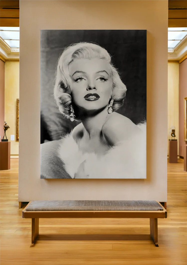 Marilyn Monroe Zwart Wit Klassiek Glamour Portret Schilderij