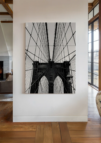 Brooklyn Bridge Kabel Brücke Turm Schwarz Weiß Fotografie Gemälde