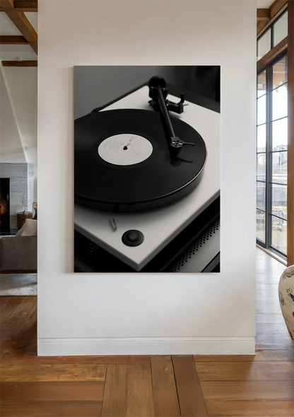 Klassischer Vinyl-Plattenspieler Schwarz-Weiß-Musik Retro-Gemälde