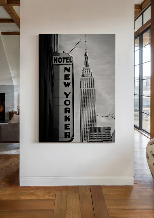 Empire state building canvas schilderij aan de muur in de hal