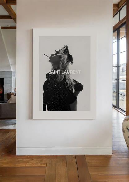 Saint Laurent Elegante Frauen Mode Schwarz-Weiß-Fotografie Gemälde