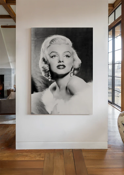 Marilyn Monroe Zwart Wit Klassiek Glamour Portret Schilderij