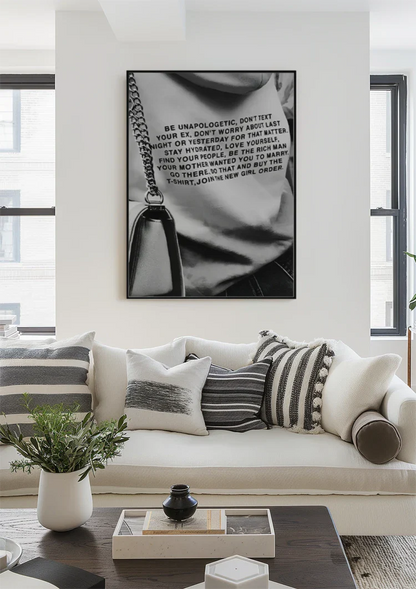 Black and White Jumper with Motivational Text Fashion Graphic Painting