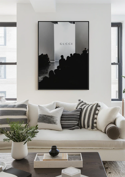 Modenschau Silhouetten Luxus Logo Schwarz Weiß Stimmungsbild