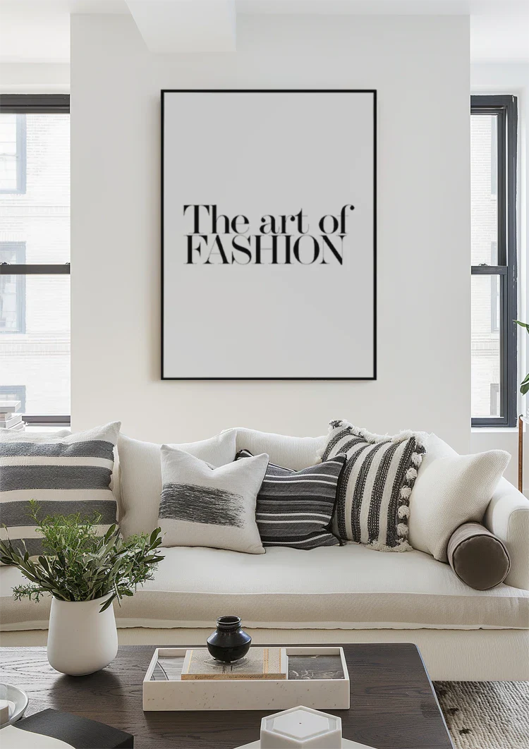 Die Kunst der Mode Text Typografie Schwarz-Weiß Minimalistisches Gemälde