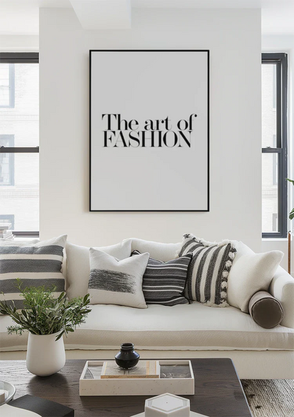 Die Kunst der Mode Text Typografie Schwarz-Weiß Minimalistisches Gemälde