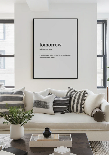 Morgen Definition Typografie Schwarz Weiß Minimalistisch Text Gemälde