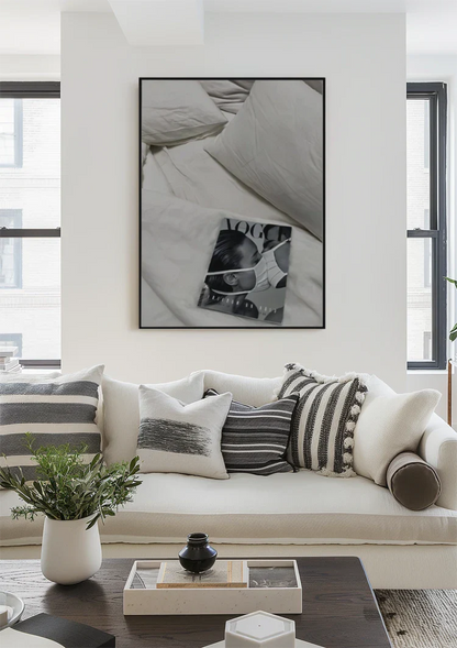 Vogue Magazine White Bedding Pillows Black White Photography Painting
