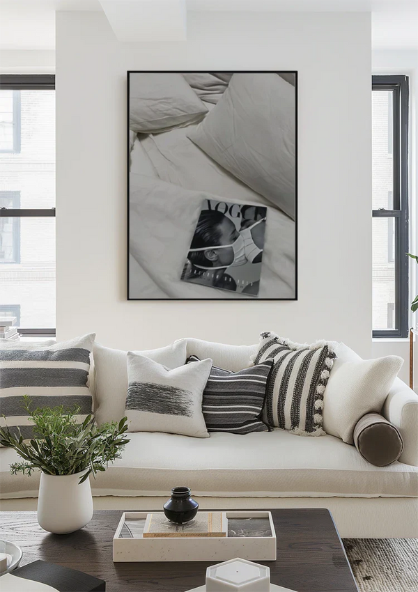 Vogue Magazine White Bedding Pillows Black White Photography Painting
