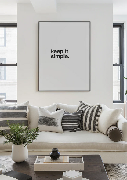 Keep It Simple Minimalistisch Typografie Zwart Wit Schilderij