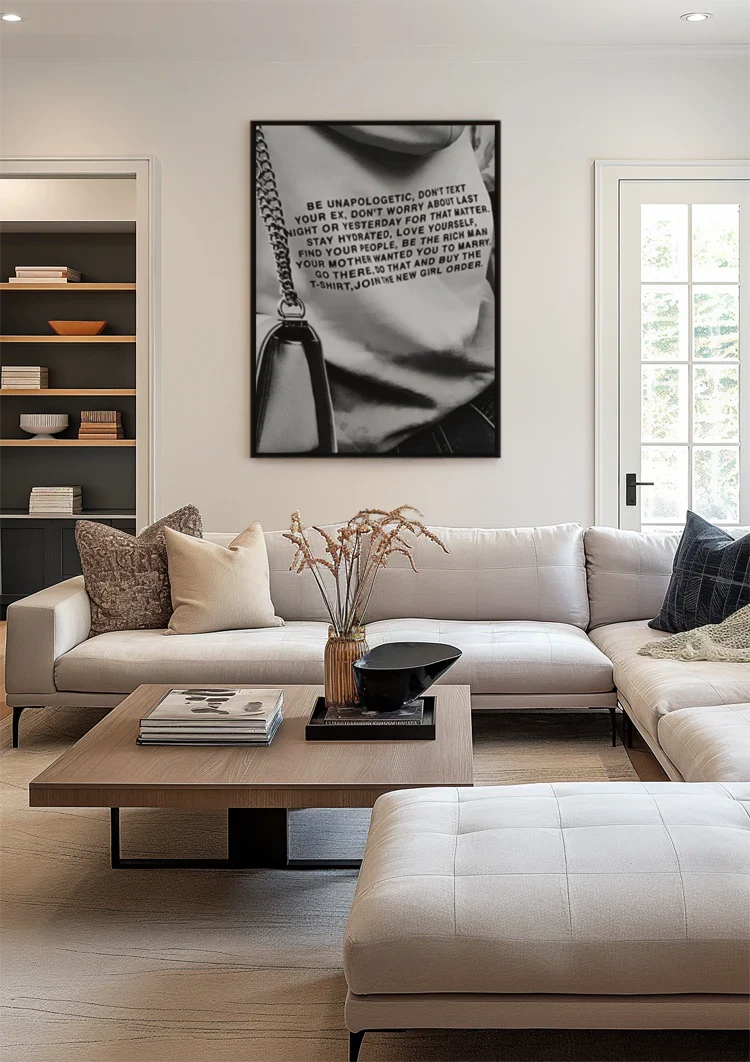 Black and White Jumper with Motivational Text Fashion Graphic Painting