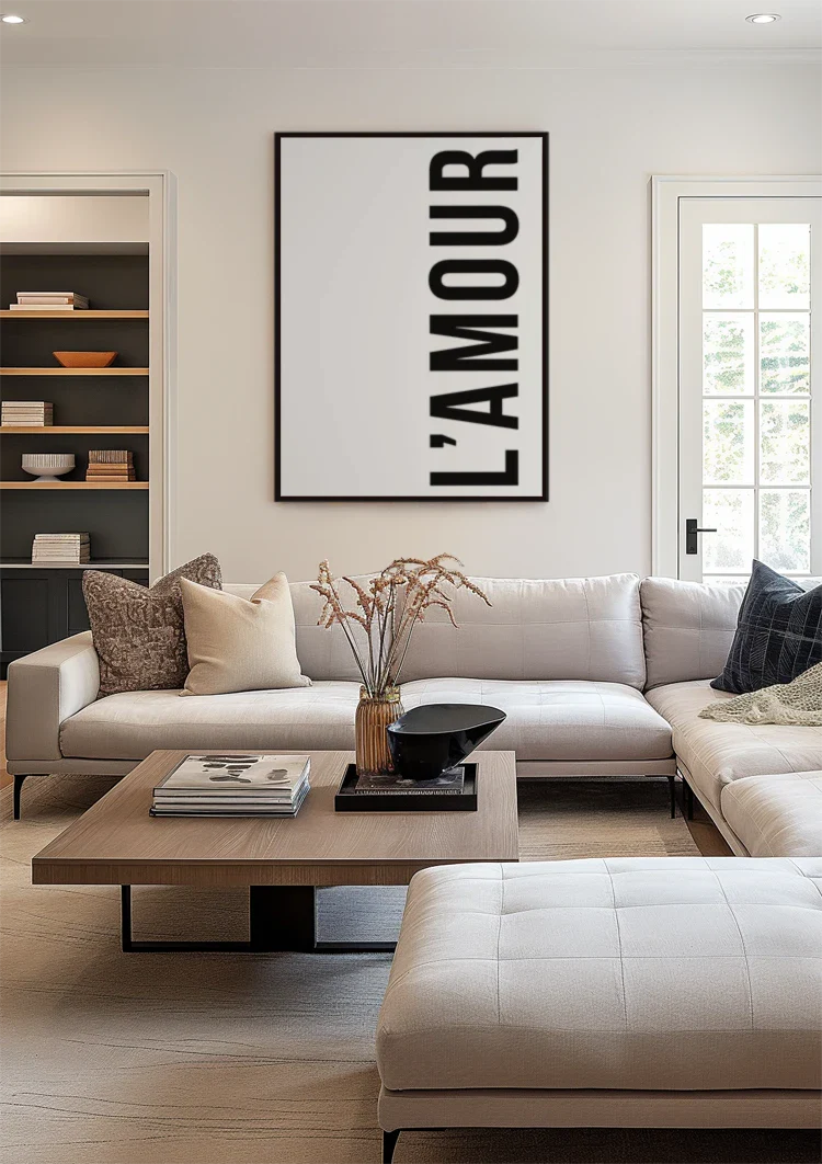 L'AMOUR Typographic Black and White Text Painting
