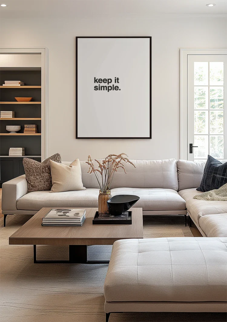 Keep It Simple Minimalistisch Typografie Zwart Wit Schilderij