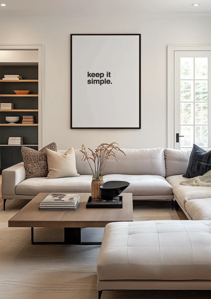 Keep It Simple Minimalistisch Typografie Zwart Wit Schilderij