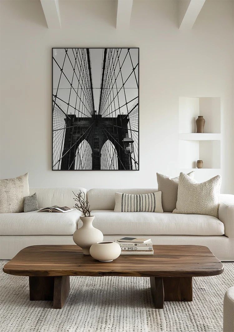 Brooklyn Bridge Kabel Brücke Turm Schwarz Weiß Fotografie Gemälde