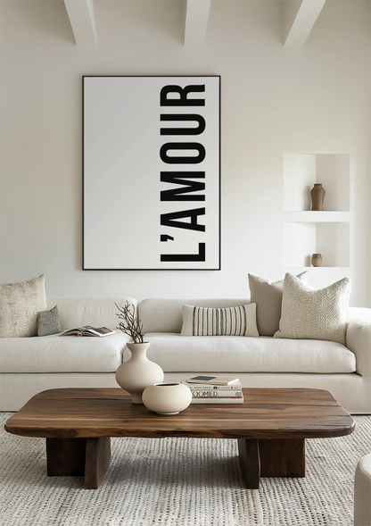 L'AMOUR Typographic Black and White Text Painting