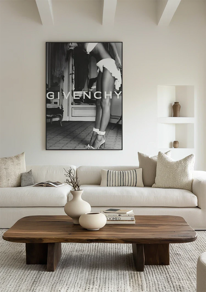 Givenchy Fashion Woman White Outfit Heels Black White Painting