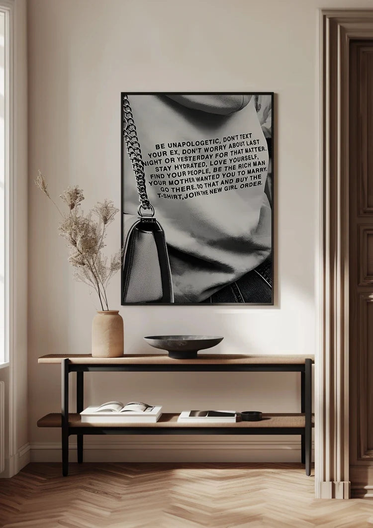 Black and White Jumper with Motivational Text Fashion Graphic Painting
