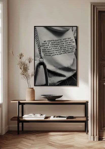 Black and White Jumper with Motivational Text Fashion Graphic Painting