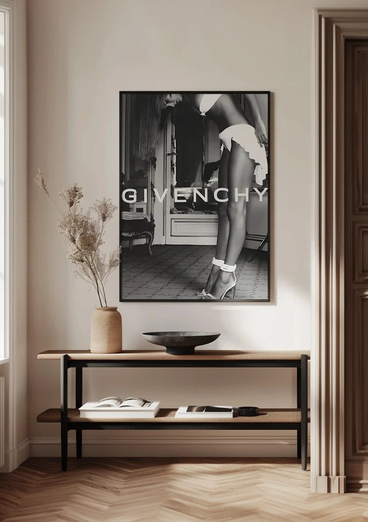 Givenchy Fashion Woman White Outfit Heels Black White Painting