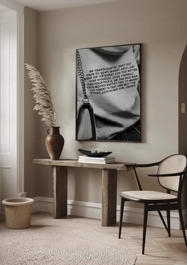 Black and White Jumper with Motivational Text Fashion Graphic Painting