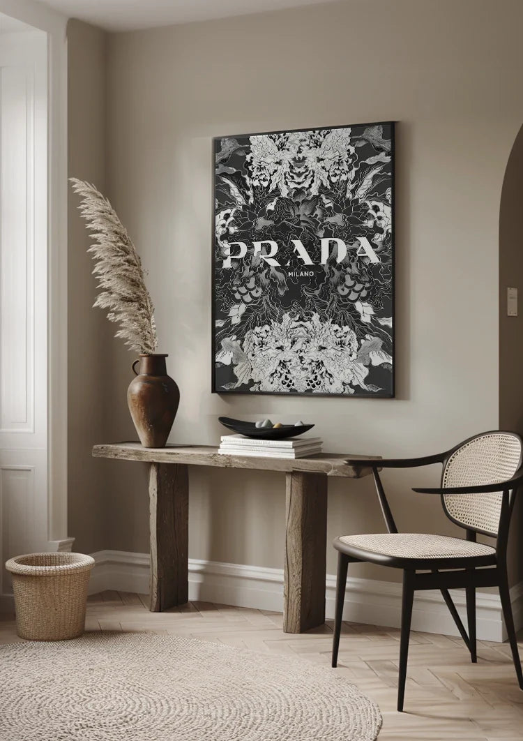 Black and White Floral Ornament Luxury Mockup Decorative Painting