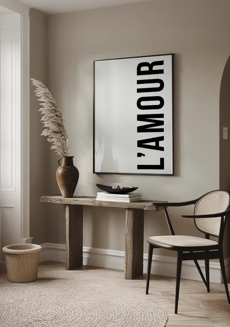 L'AMOUR Typographic Black and White Text Painting