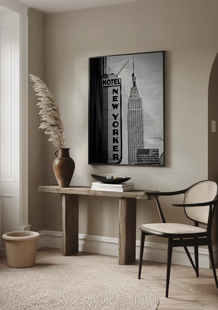 Empire State Building Hotel New Yorker New York Schwarz-Weiß-Fotografie Gemälde