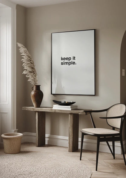 Keep It Simple Minimalistisch Typografie Zwart Wit Schilderij