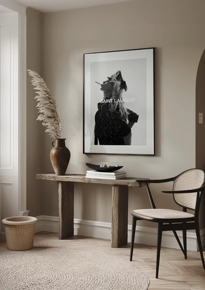 Saint Laurent Elegante Frauen Mode Schwarz-Weiß-Fotografie Gemälde
