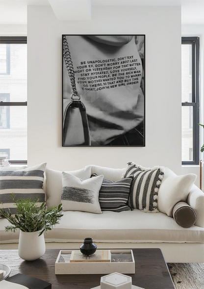 Black and White Jumper with Motivational Text Fashion Graphic Painting