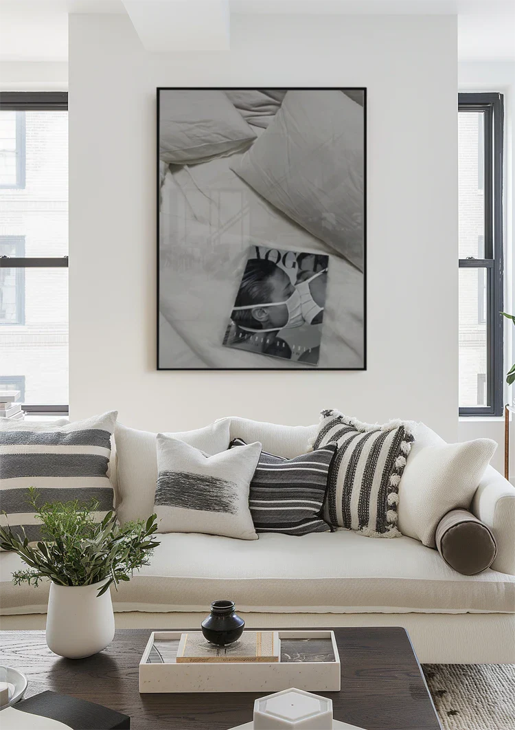 Vogue Magazine White Bedding Pillows Black White Photography Painting