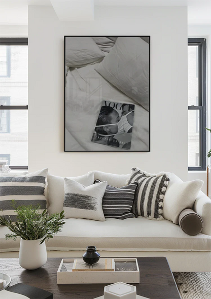 Vogue Magazine White Bedding Pillows Black White Photography Painting