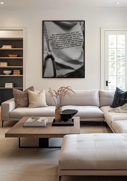 Black and White Jumper with Motivational Text Fashion Graphic Painting