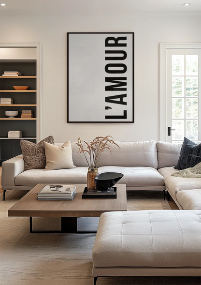 L'AMOUR Typographic Black and White Text Painting