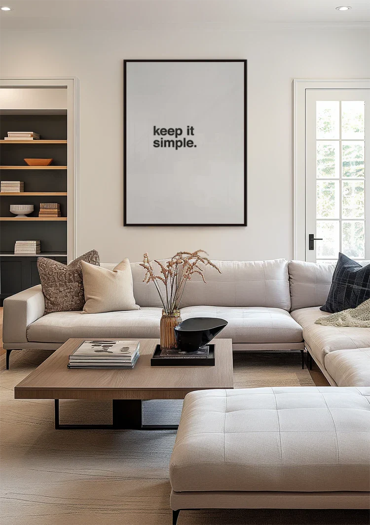 Keep It Simple Minimalistisch Typografie Zwart Wit Schilderij