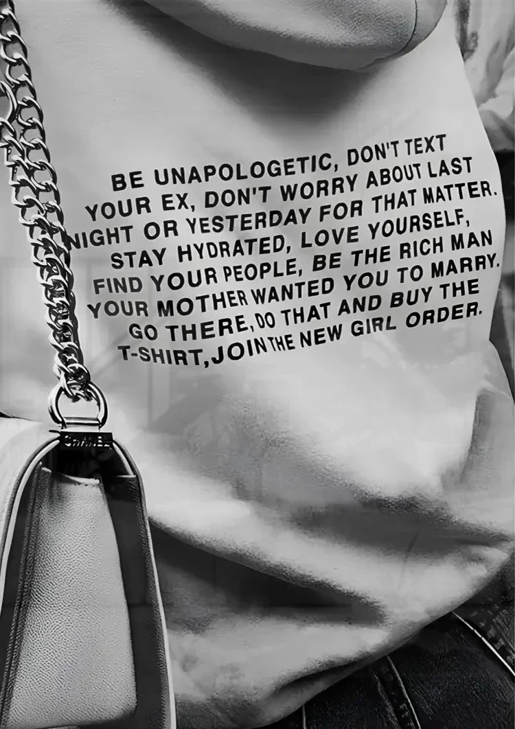 Black and White Jumper with Motivational Text Fashion Graphic Painting